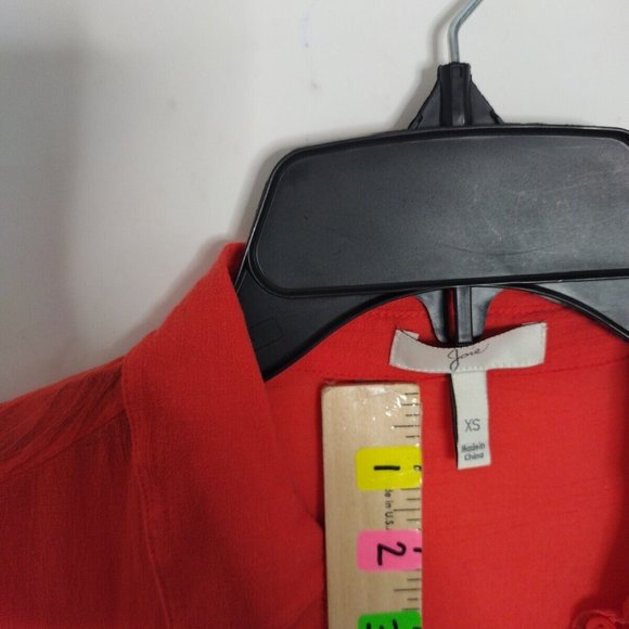 JOIE Womens Cuffed Collared Button Up Top Xs Red Cotton - Picture 2 of 10